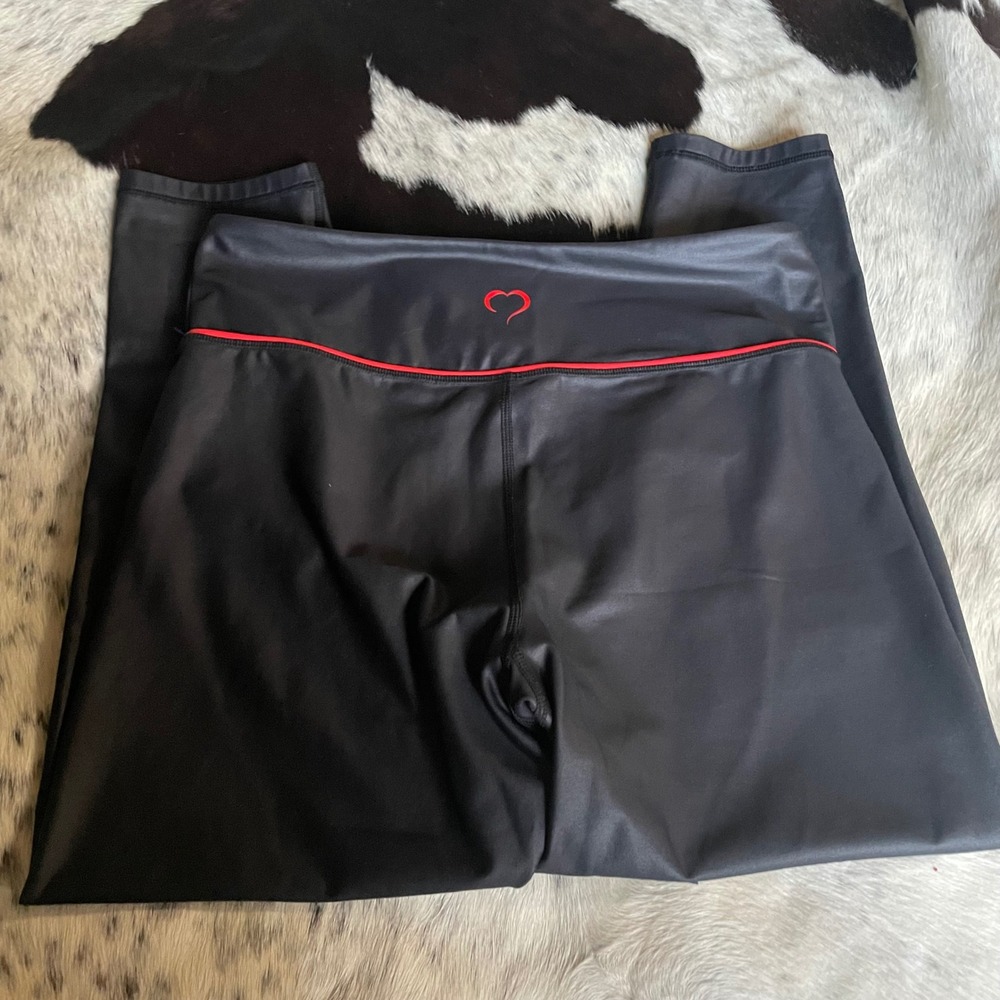 Zyia Active Leggings Black‎ Red Trim Athletic Fitness Gym Workout Plus Size